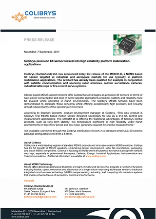 Colibrys and iXBlue announce smallest marine and subsea gyrocompassing and AHRS based navigation systems.