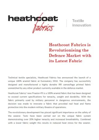 Heathcoat Fabrics is Revolutionising the Defence Market