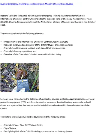 Nuclear Emergency Training for the Netherlands Ministry of Security and Justice