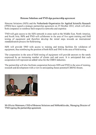 Hotzone Solutions and TNO sign partnership agreement