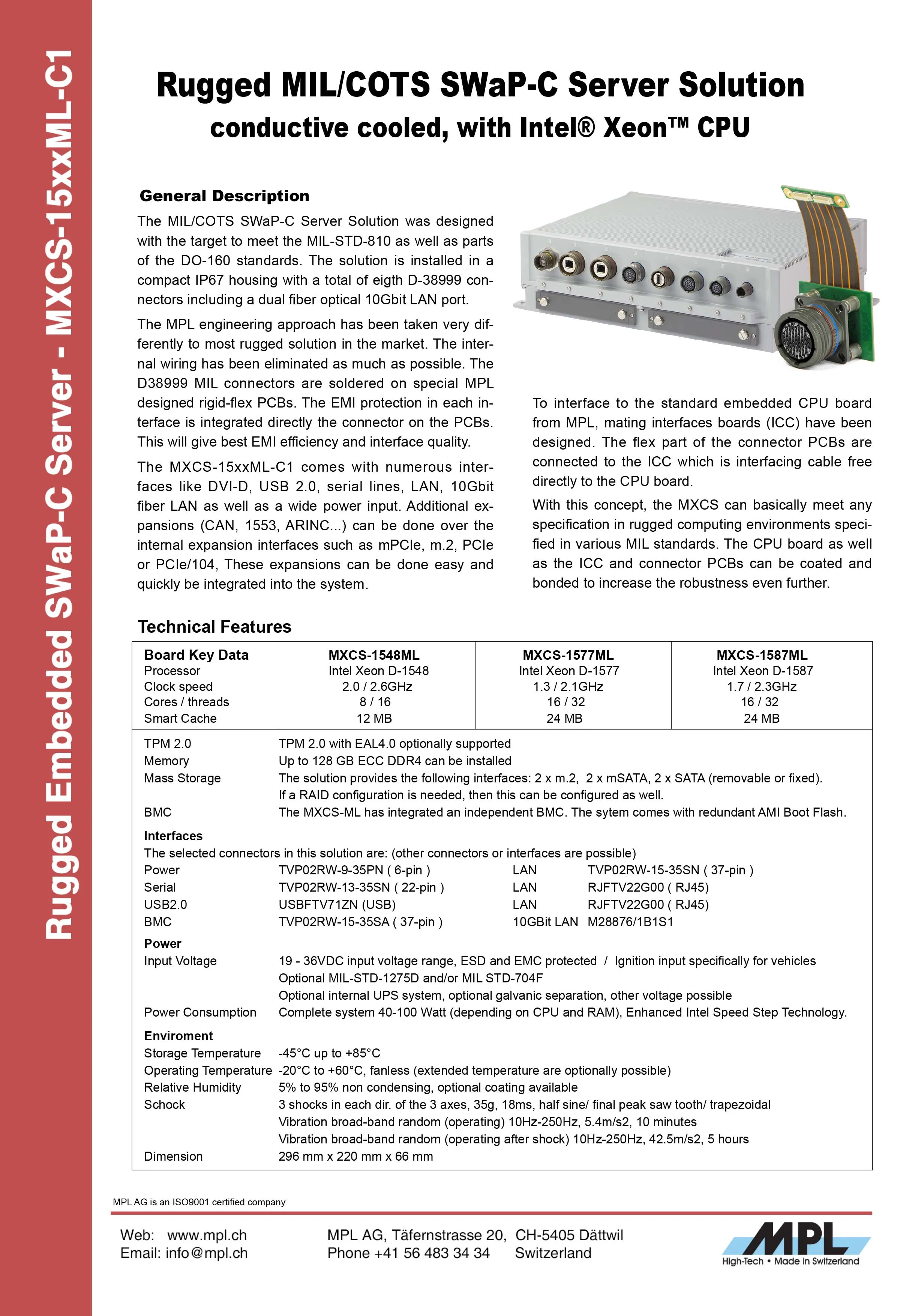 MXCS-15xxML-C1 Custom Rugged MIL SWaP-C Server Solution