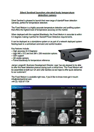 Silent Sentinel launches elevated body temperature detection camera