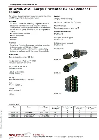 Surge Protector RJ-45 100BaseT Family - BRUMIL 21X