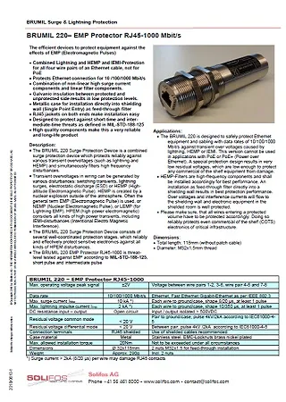 EMP Protector RJ45-1000 Mbit/s - BRUMIL 220