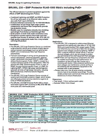 EMP Protector RJ45-1000 Mbit/s including PoE+ - BRUMIL 230