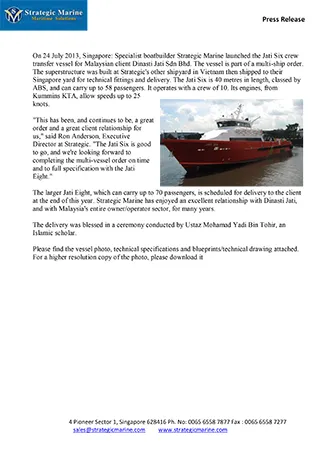 Specialist boatbuilder Strategic Marine launched