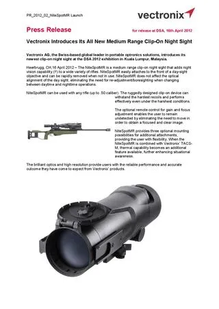 Vectronix Introduces Its All New Medium Range Clip-On Night Sight