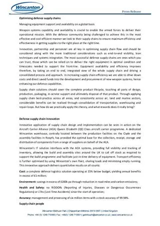 Optimising defence supply chains